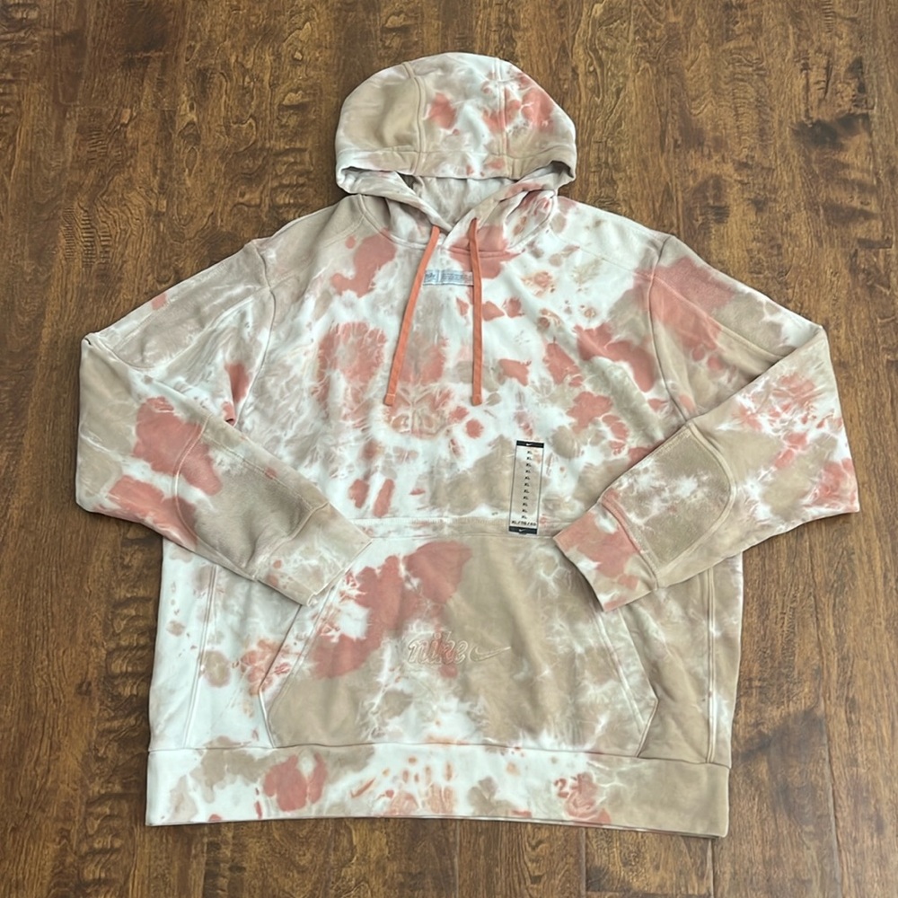 Nike Tie-Dye Hoodie in Red and Tan